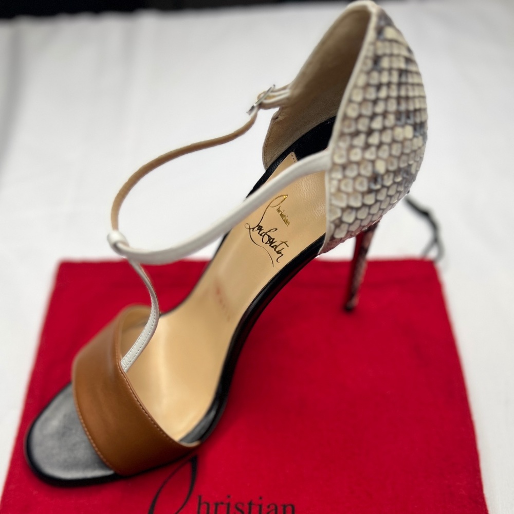 Christian Louboutin Never Worn Python T-Strap Hee… - image 3